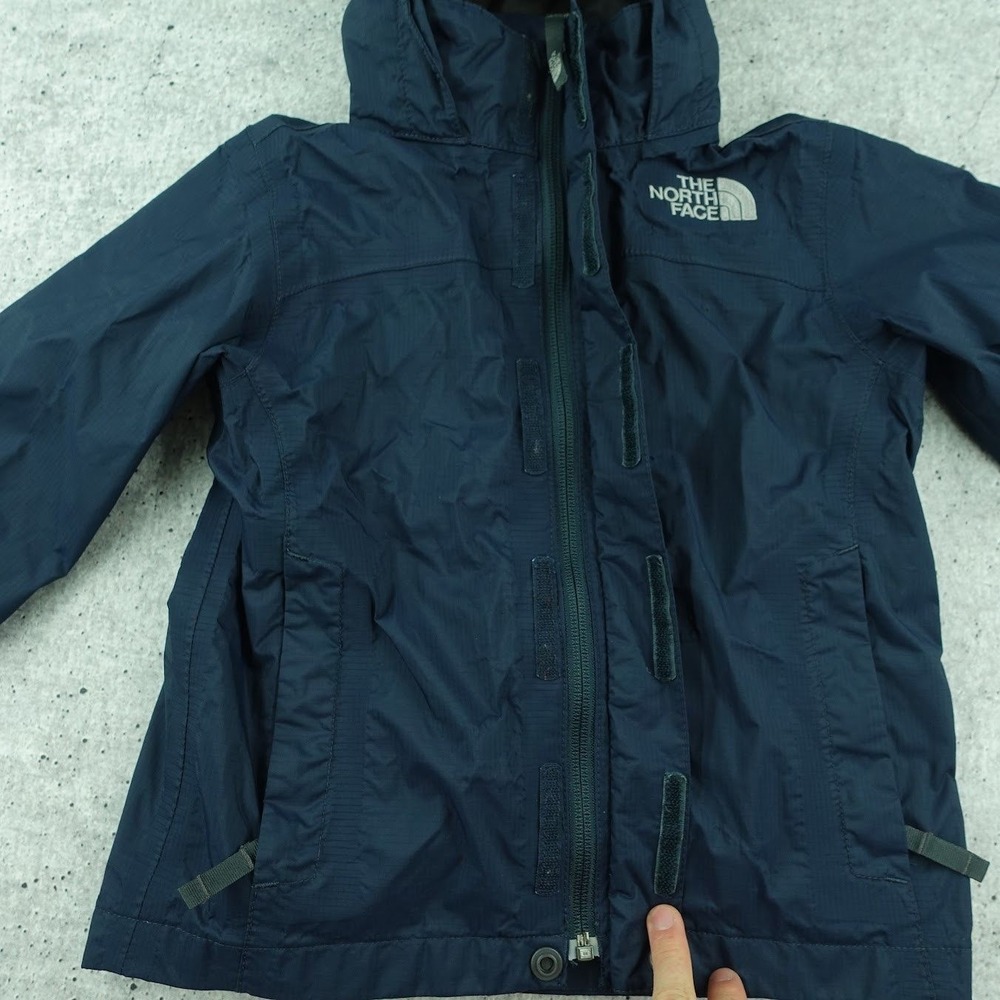 The North Face Boys XXS 5 HyVent Rain Jacket Navy Blue Hooded Windbreaker AQFY - Picture 2 of 14